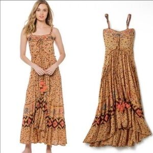 Z+L Europe Nala Leopard Maxi Dress Beach Coverup Strapless Boho Anthropologie